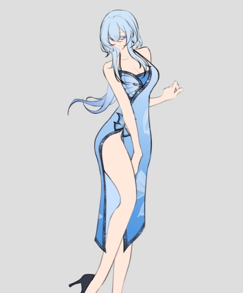 cos同人画作品_cospaly绘画_守岸人旗袍