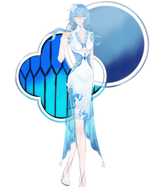 cos同人画作品_cospaly绘画_守岸人旗袍